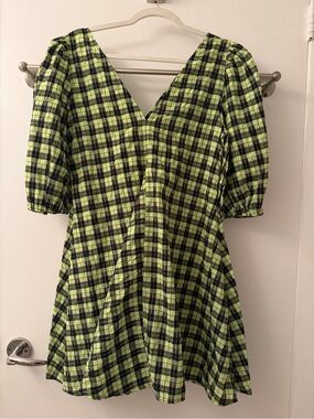 Ganni Seersucker Check Dress – Size EU 36